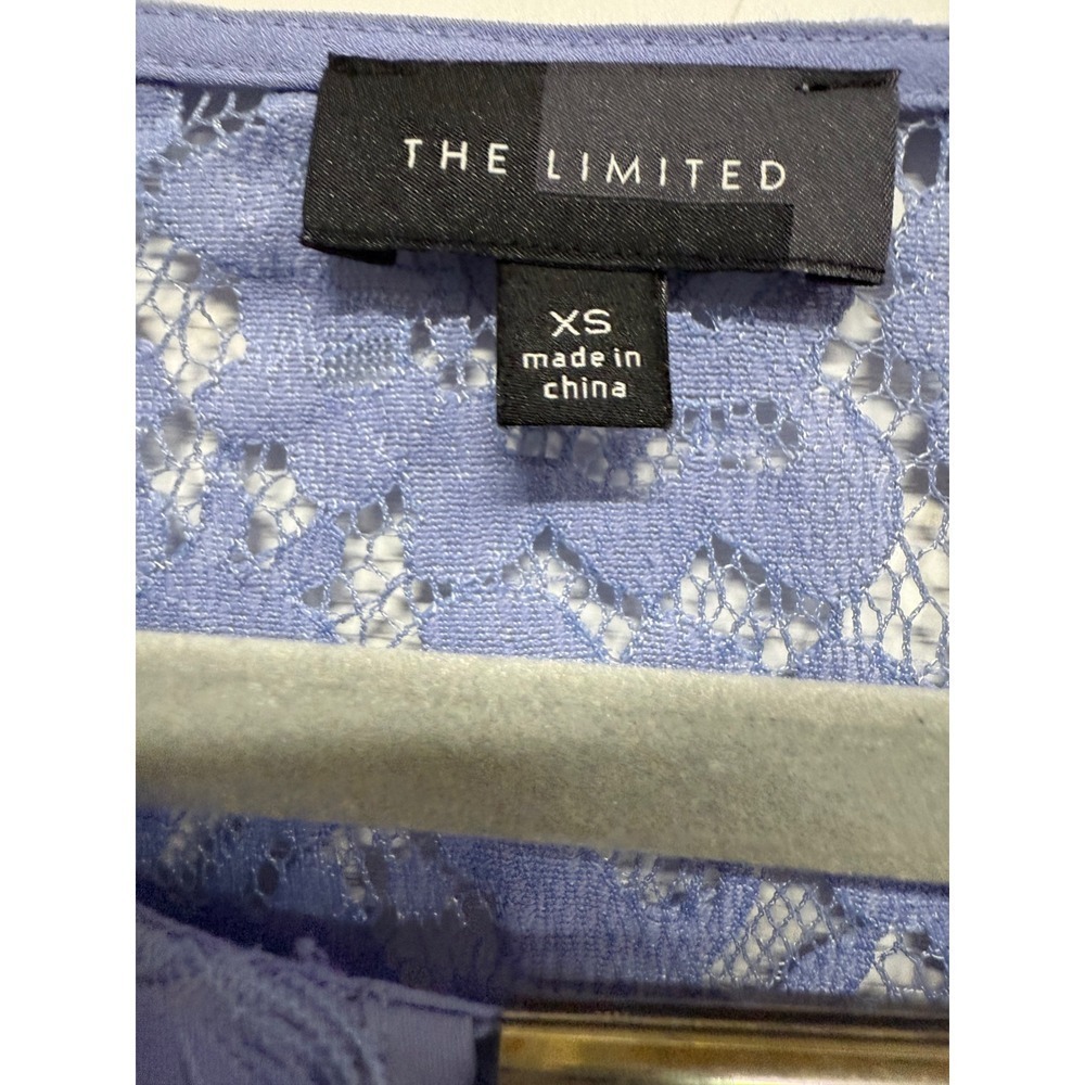 The Limited Periwinkle Lace Back Blouse Long Sleeve Sheer Size XS - Picture 5 of 7